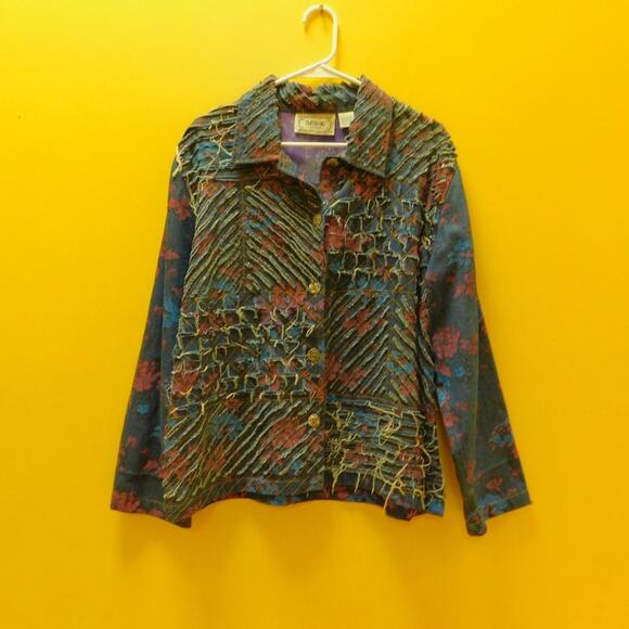 Tantrums Vintage Floral Cut Up Look Denim Jacket - Picture 6 of 8